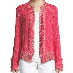 Nic + Zoe Fancy Fringe Jacket Open Front Watermelon Size 0/2